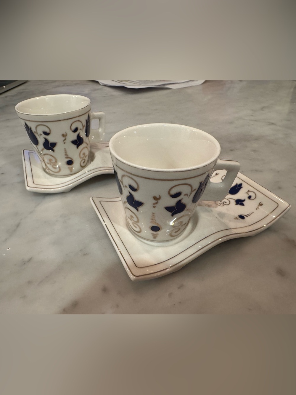Lavin White Porcelain Turkish Coffee/Espresso Cup & Saucer, Set of 2